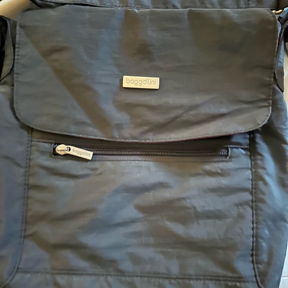 Baggallini Gray Nylon Crossbody Bag w/ Pink Interior - Picture 2 of 7